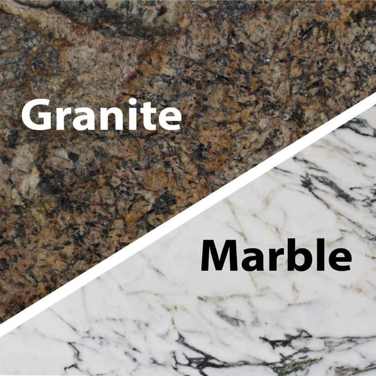 Loại đá chính được sử dụng phổ biến là Granite, Marble, mỗi loại có đặc tính riêng biệt.